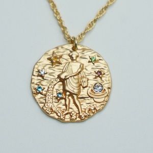 Zodiac AQUARIUS coin necklace horoscope astrology